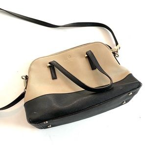 KATE SPADE NEW YORK Nude Black Cedar Street Maine Satchel Leather Purse